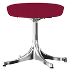 The Nelson Pedestal Stool from Herman Miller with dark pink hopsak upholstery and an aluminum polished base.