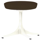 The Nelson Pedestal Stool from Herman Miller with sienna hopsak upholstery and a white base.