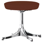 The Nelson Pedestal Stool from Herman Miller with terra cotta hopsak upholstery and an aluminum polished base.