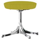The Nelson Pedestal Stool from Herman Miller with dark yellow hopsak upholstery and an aluminum polished base.