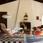 The Nelson Saucer Bubble Pendant from Herman Miller in a living room.