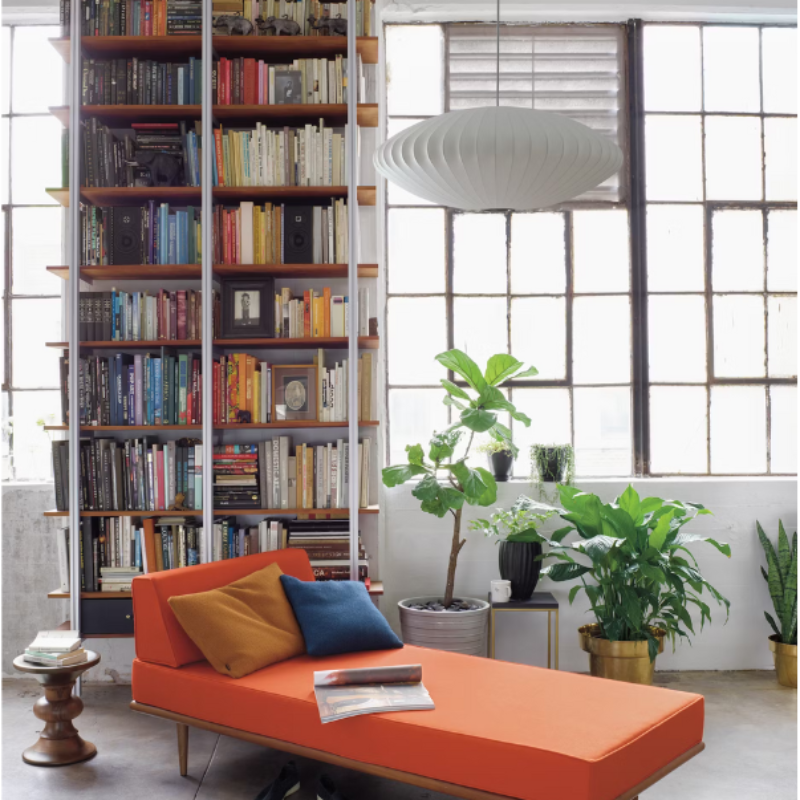 The Nelson Saucer Bubble Pendant from Herman Miller in a lounge.