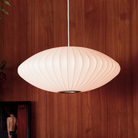 The Nelson Saucer Bubble Pendant from Herman Miller in a close up lifestyle photograph.
