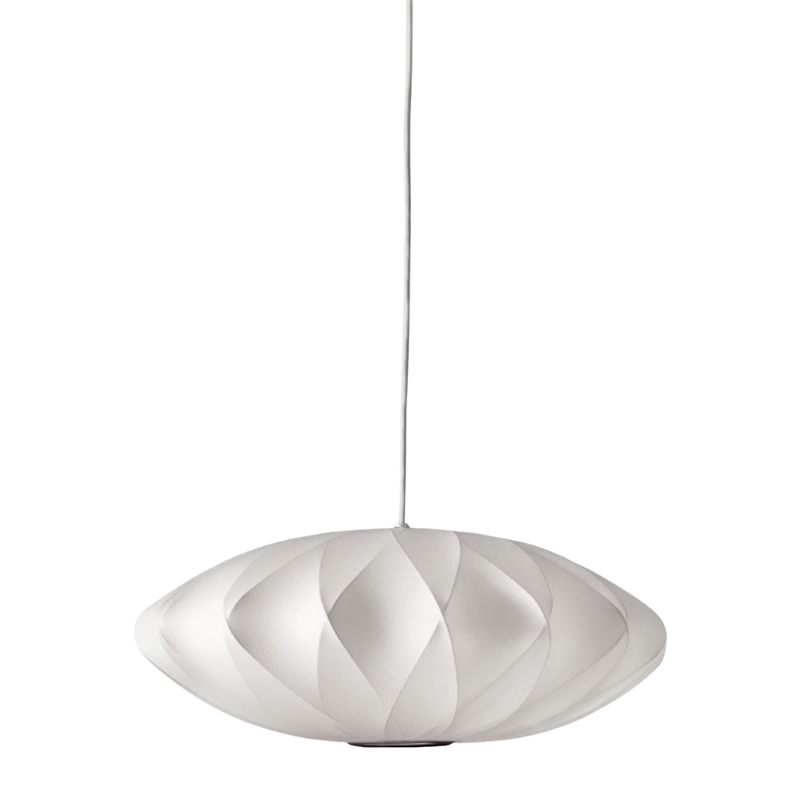 The small Nelson Saucer Crisscross Bubble Pendant from Herman Miller.