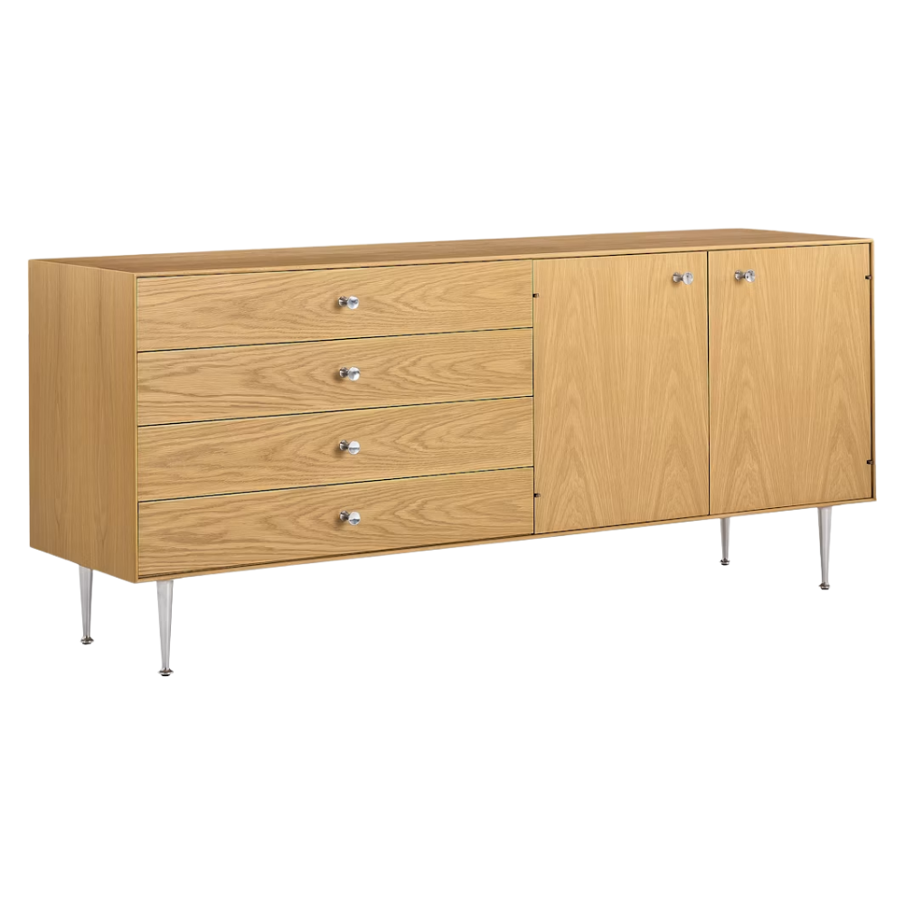The Nelson Thin Edge Buffet from Herman Miller in white oak from an angle.