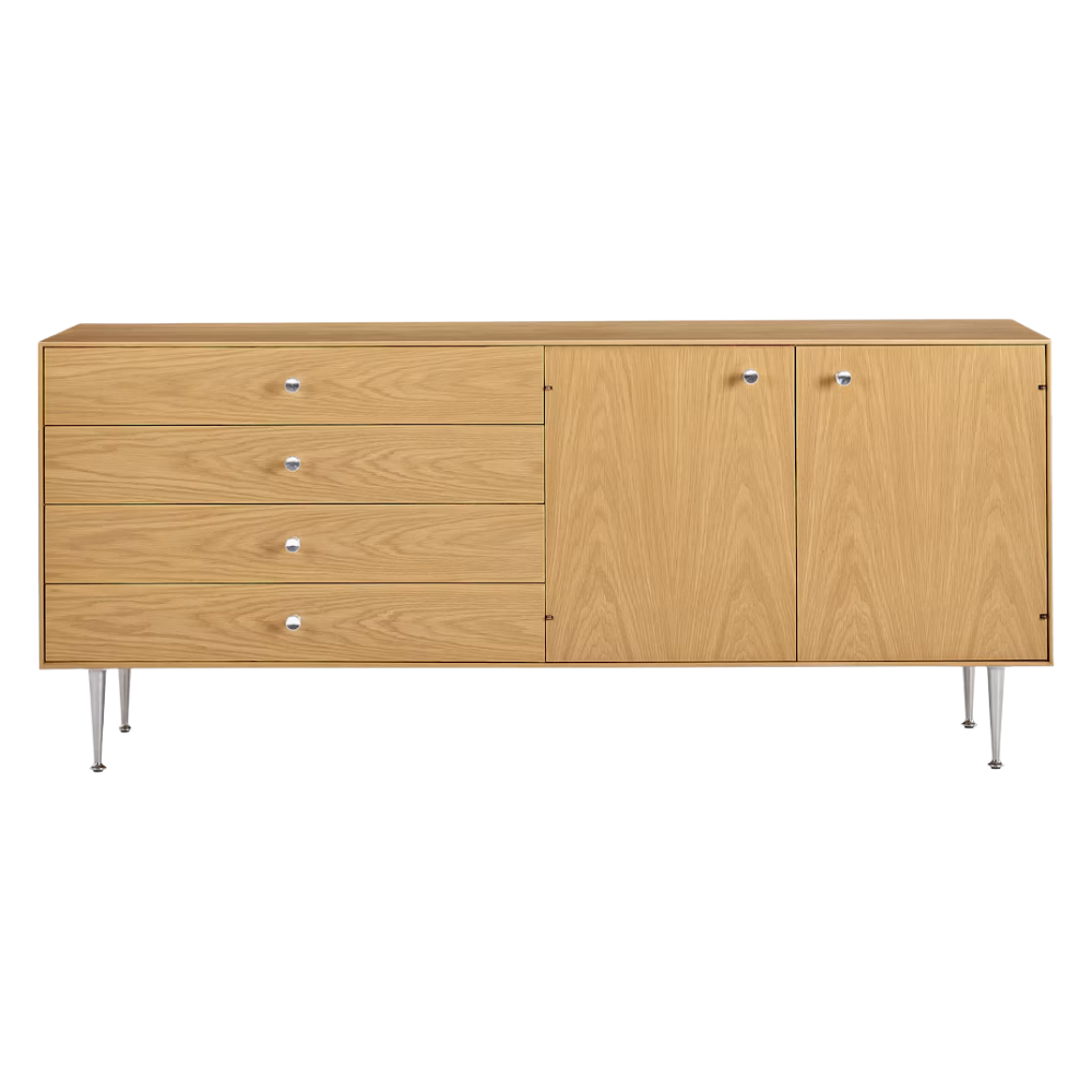 The Nelson Thin Edge Buffet from Herman Miller in white oak form the front.