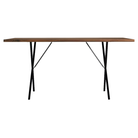 The 36 by 72 inch walnut and black Nelson X-Leg Table from Herman Miller.
