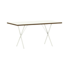 The 30 by 60 inch white Nelson X-Leg Table from Herman Miller.