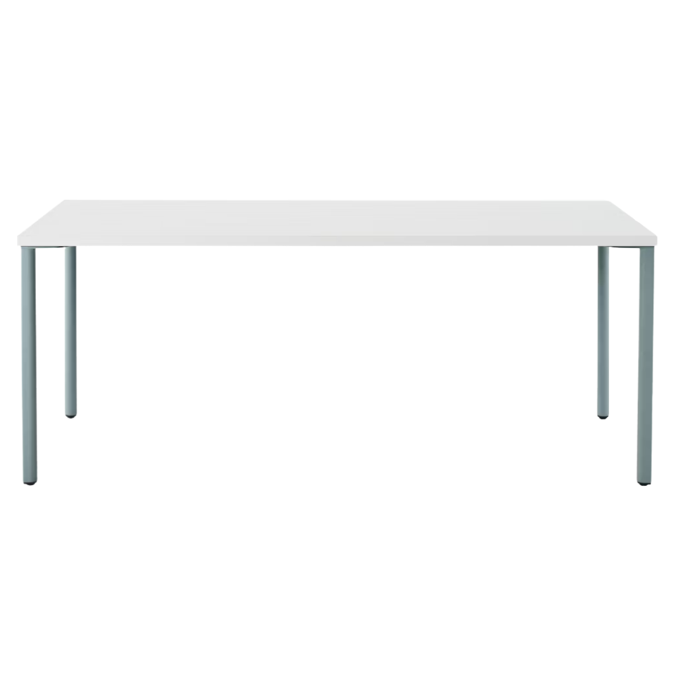 The 30 x 72 OE1 Table from Herman Miller with the glacier frame and studio white laminate table top. 