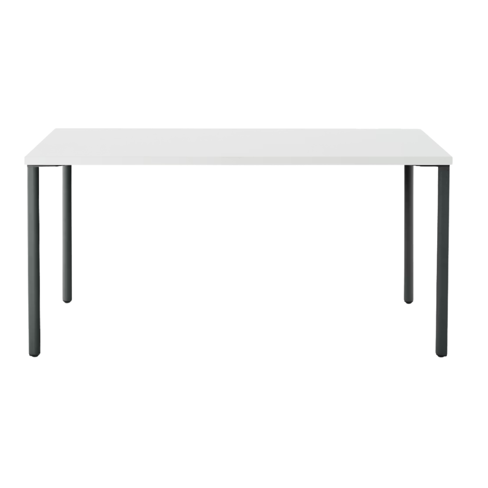 The 30 x 60 OE1 Table from Herman Miller with the graphite frame and studio white laminate table top. 