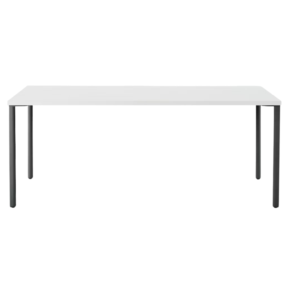 The 30 x 72 OE1 Table from Herman Miller with the graphite  frame and studio white laminate table top. 
