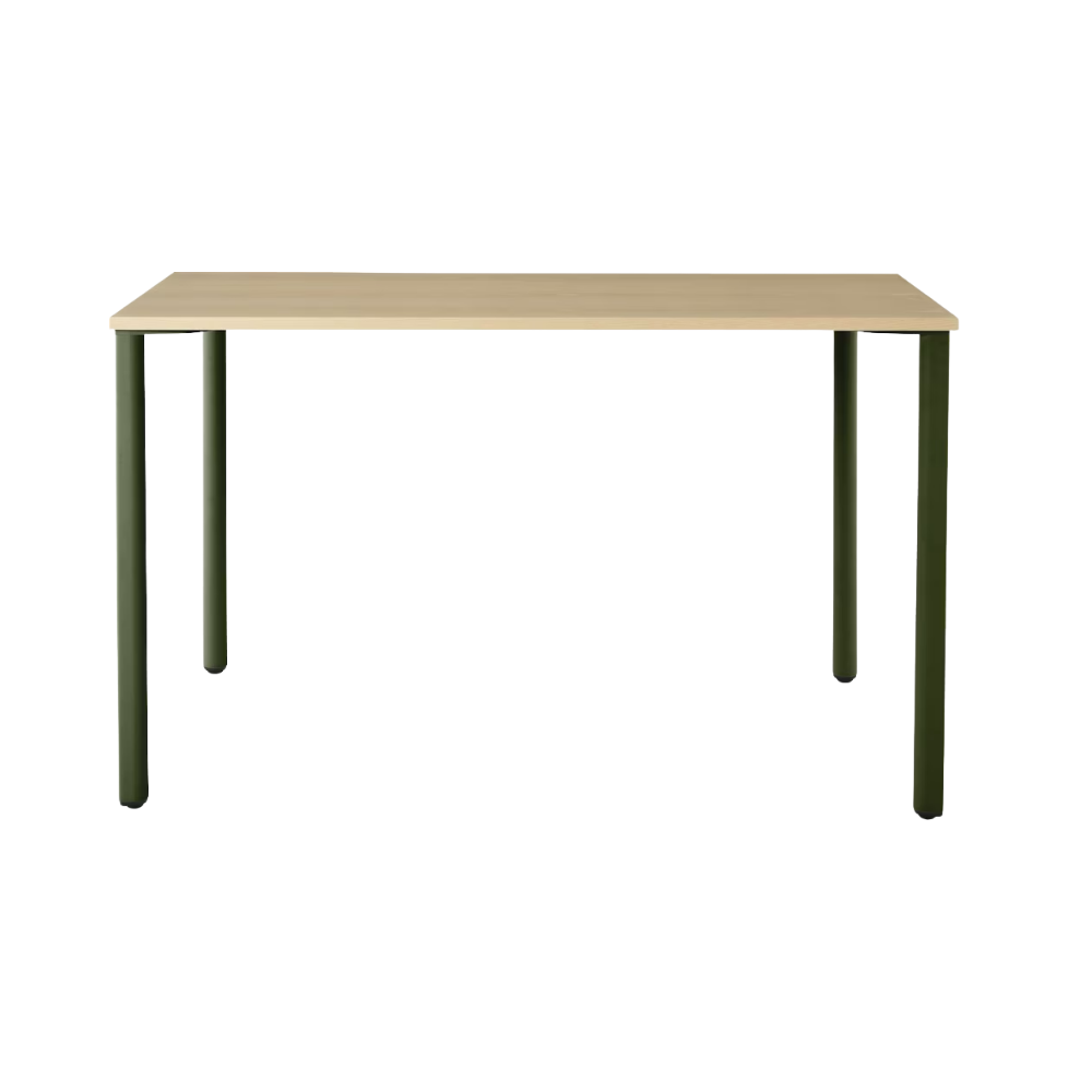 The 18 x 48 OE1 Table from Herman Miller with the olive frame and white ash veneer table top.
