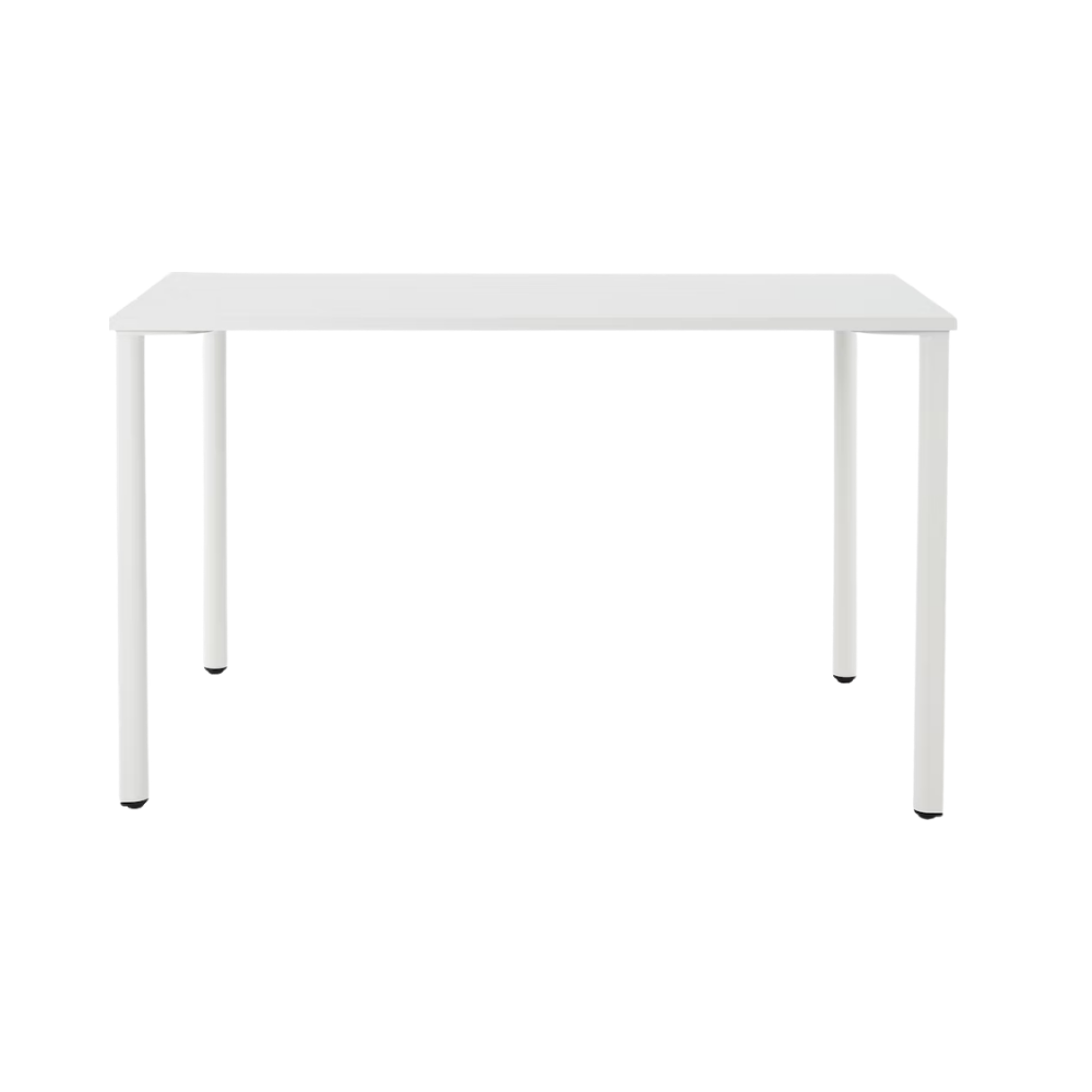 The 18 x 48 OE1 Table from Herman Miller with the studio white frame and studio white laminate table top.