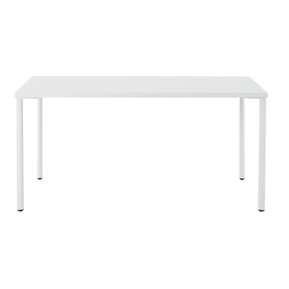 The 30 x 60 OE1 Table from Herman Miller with the studio white frame and studio white laminate table top.
