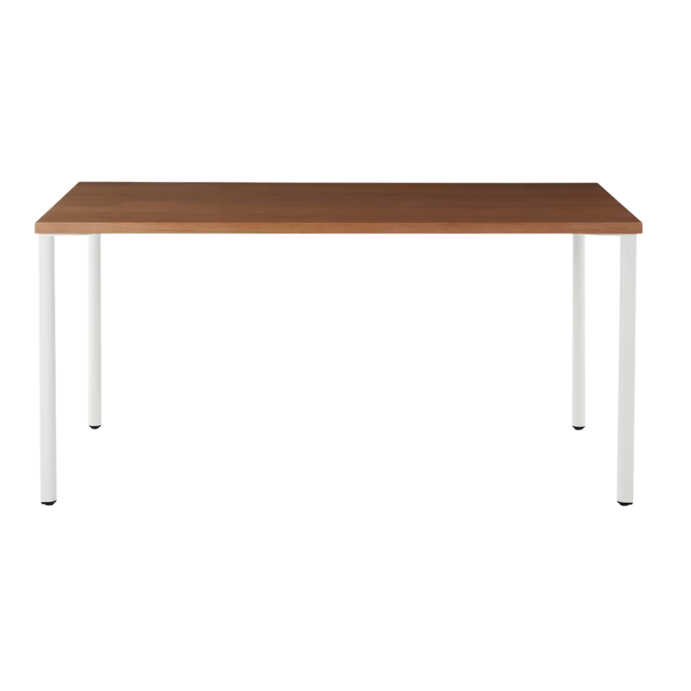 The 30 x 60 OE1 Table from Herman Miller with the studio white frame and walnut veneer table top.