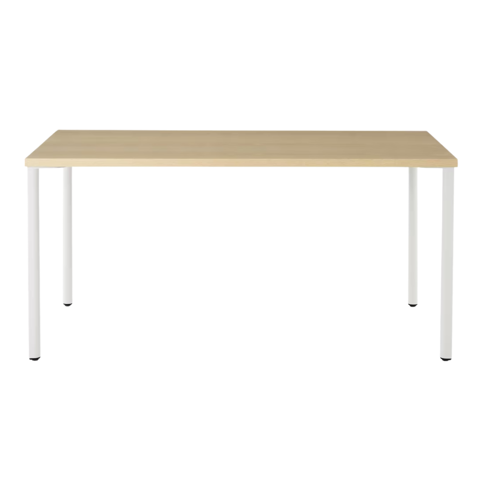 The 30 x 60 OE1 Table from Herman Miller with the studio white frame and white ash veneer table top.