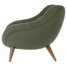 The Rohde Easy Chair from Herman Miller with the agrarian luce upholstery and walnut leg finish from the side.