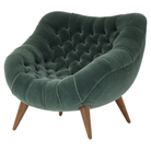 The Rohde Easy Chair from Herman Miller with the armory mohair supreme upholstery and walnut leg finish.