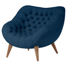 The Rohde Easy Chair from Herman Miller with the denim mode upholstery and walnut leg finish.