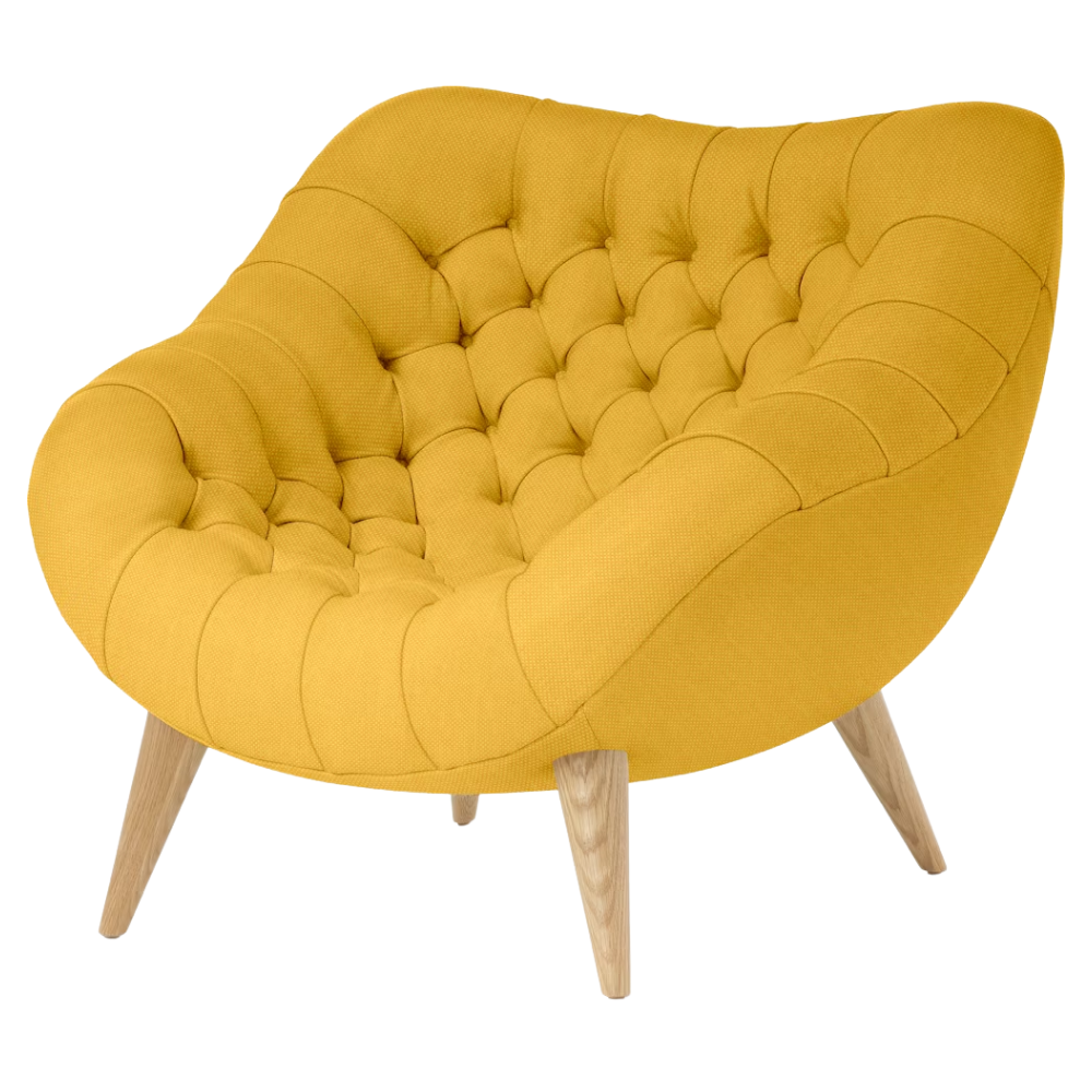 The Rohde Easy Chair from Herman Miller with the goldenrod mode upholstery and oak leg finish.
