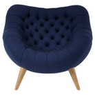 The Rohde Easy Chair from Herman Miller with the inkpad beck upholstery and oak leg finish from the front.