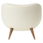 The Rohde Easy Chair from Herman Miller with the lotus prone leather upholstery and walnut leg finish from the back.