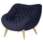 The Rohde Easy Chair from Herman Miller with the navy whim upholstery and oak leg finish.