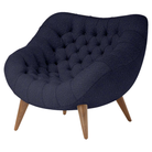 The Rohde Easy Chair from Herman Miller with the navy whim upholstery and walnut leg finish.
