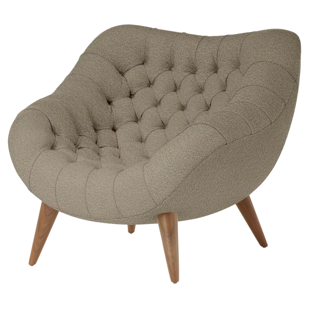 The Rohde Easy Chair from Herman Miller with the rye whim upholstery and walnut leg finish.
