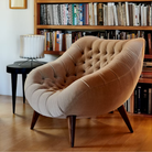 The Rohde Easy Chair from Herman Miller with the stonehenge mohair supreme upholstery in a home office.