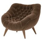 The Rohde Easy Chair from Herman Miller with the stonehenge mohair supreme upholstery and walnut leg finish.