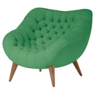 The Rohde Easy Chair from Herman Miller with the virescent luce upholstery and walnut leg finish.
