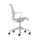 Setu Office Chair with Ribbon Arms by Herman Miller in mineral intercept upholstery with mineral frame and silver alloy base profile view.
