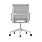 Setu Office Chair with Ribbon Arms by Herman Miller in mineral intercept upholstery with mineral frame and silver alloy base from the back.