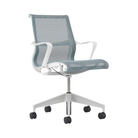 Setu Office Chair with Ribbon Arms by Herman Miller in glacier intercept upholstery with white frame and silver alloy base.