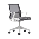 Setu Office Chair with Ribbon Arms by Herman Miller in graphite intercept upholstery with white frame and silver alloy base.