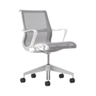 Setu Office Chair with Ribbon Arms by Herman Miller in Mineral intercept upholstery with white frame and silver alloy base.