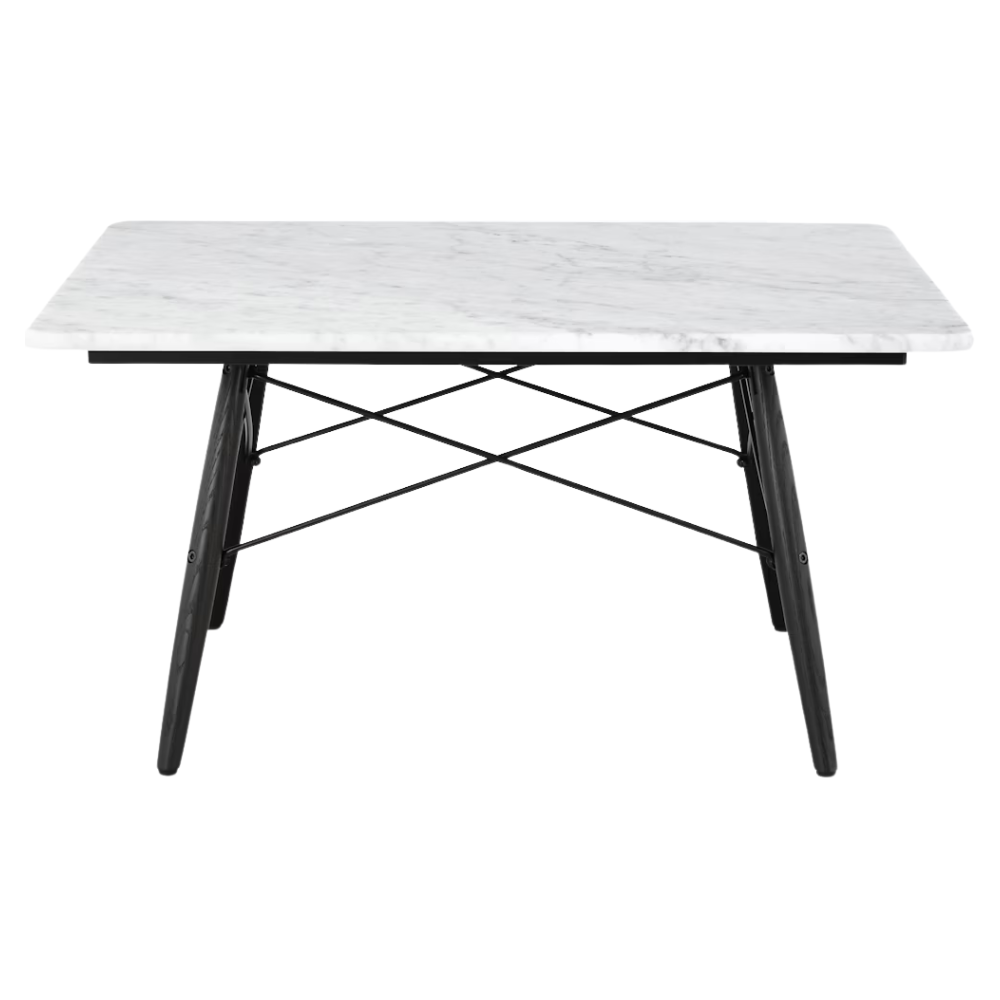 The Square Eames Coffee Table from Herman Miller with the carrara table top and ebony legs.