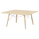 The Square Eames Coffee Table from Herman Miller with the white ash table top and legs at an angle.
