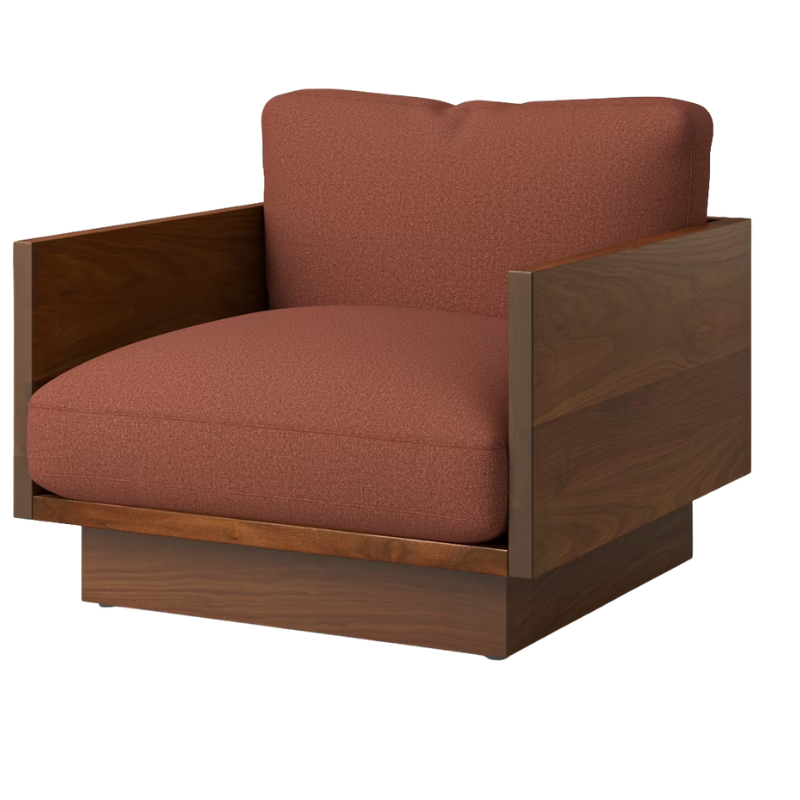 The Tudor Walnut Pawson Drift Lounge Chair from Herman Miller with beck clayware upholstery.