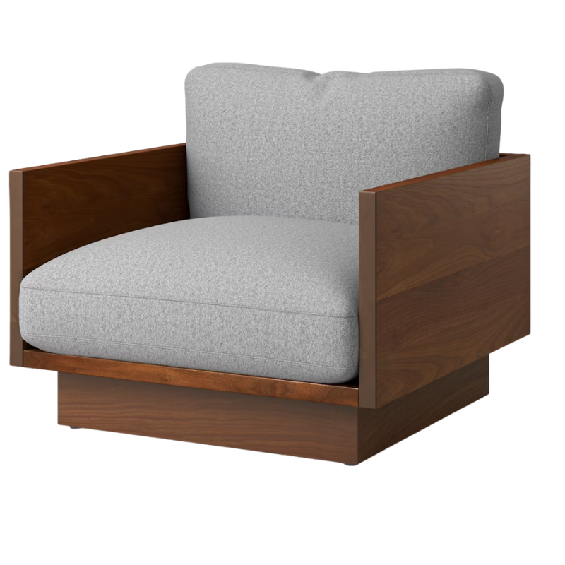 The Tudor Walnut Pawson Drift Lounge Chair from Herman Miller with beck foundry upholstery.