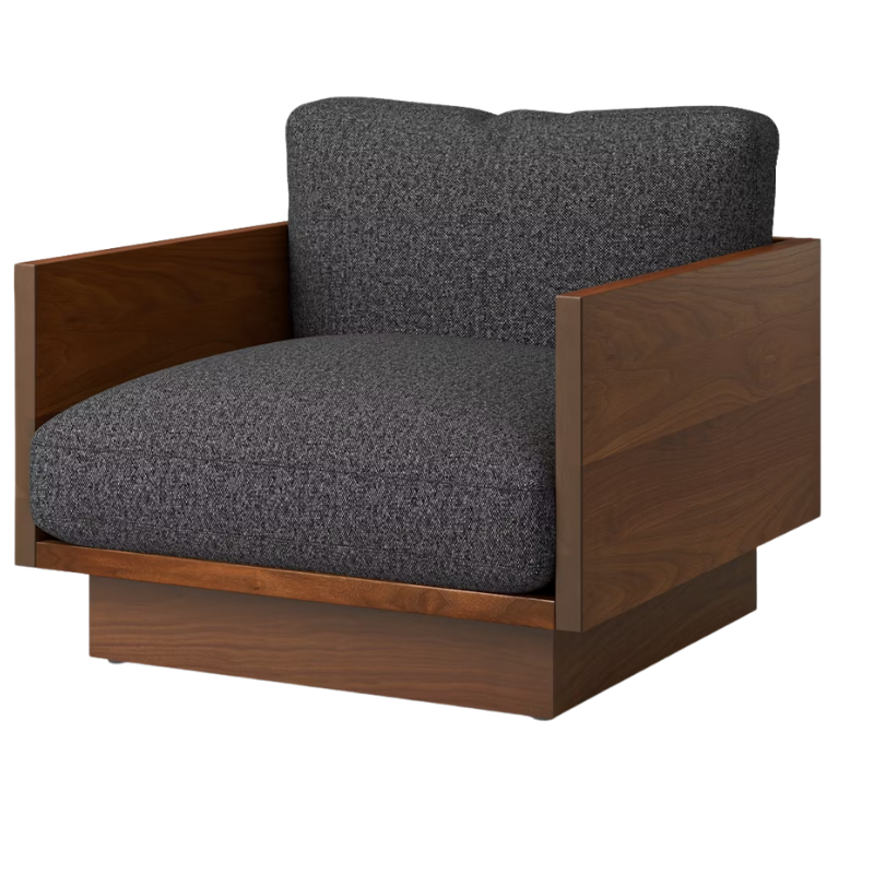 The Tudor Walnut Pawson Drift Lounge Chair from Herman Miller with beck molecule upholstery.