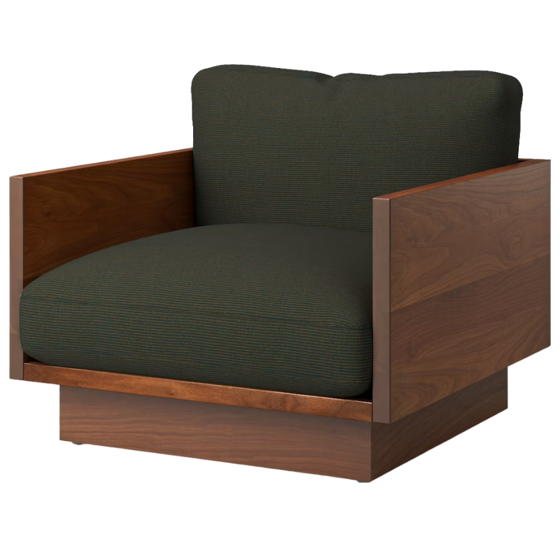 The Tudor Walnut Pawson Drift Lounge Chair from Herman Miller with isa connect upholstery.