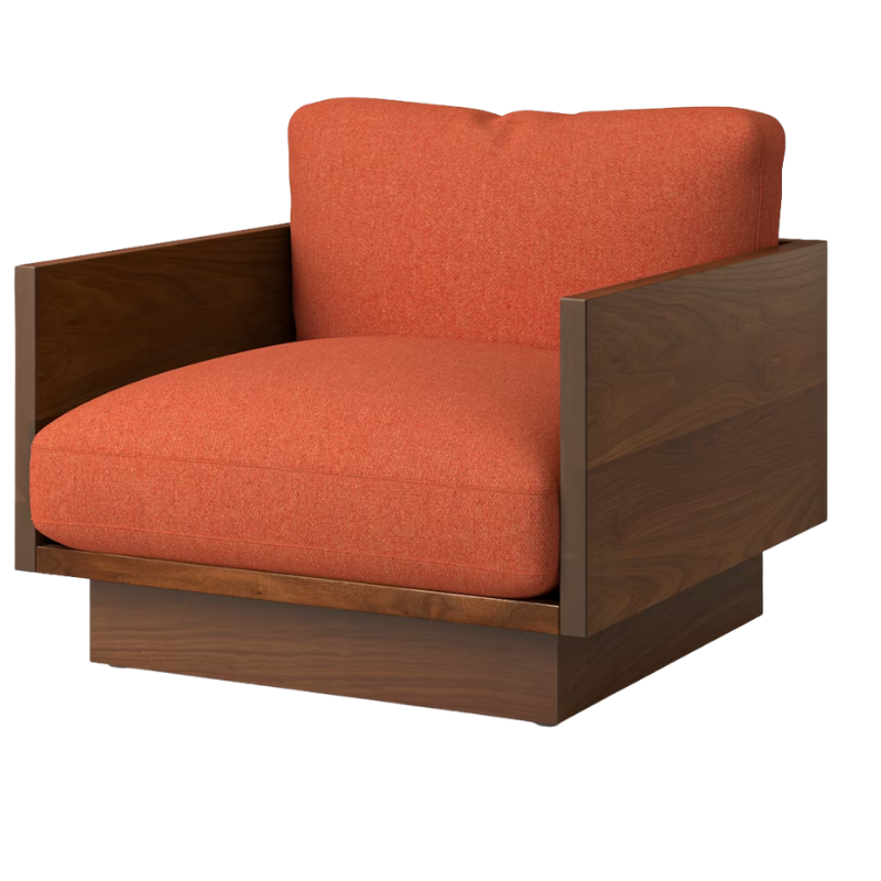 The Tudor Walnut Pawson Drift Lounge Chair from Herman Miller with luce swelter upholstery.
