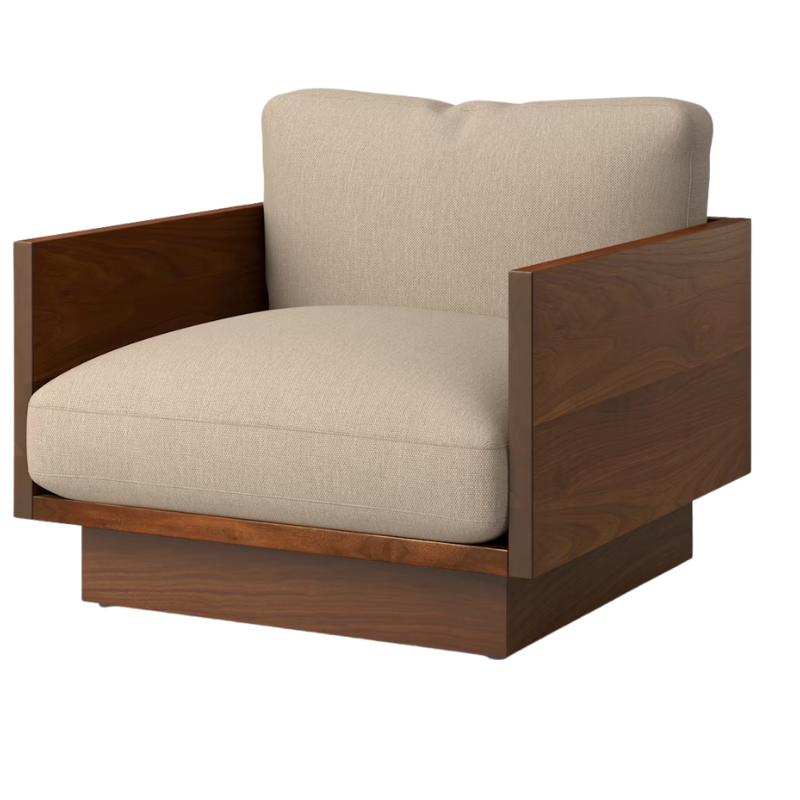 The Tudor Walnut Pawson Drift Lounge Chair from Herman Miller with mode basket upholstery.