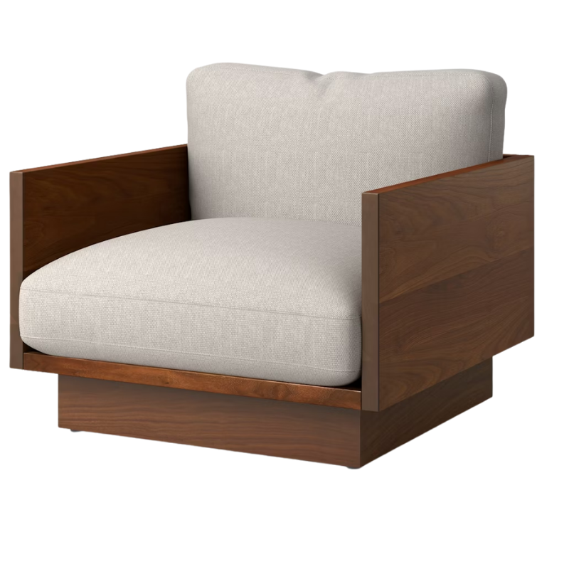 The Tudor Walnut Pawson Drift Lounge Chair from Herman Miller with mode shell upholstery.