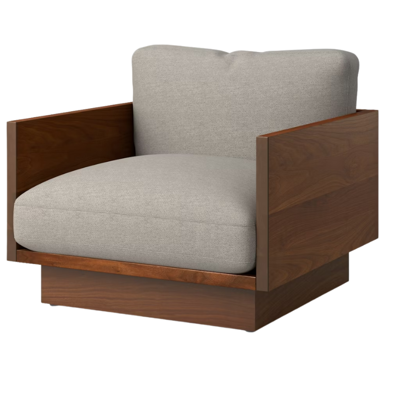 The Tudor Walnut Pawson Drift Lounge Chair from Herman Miller with mode sycamore upholstery.