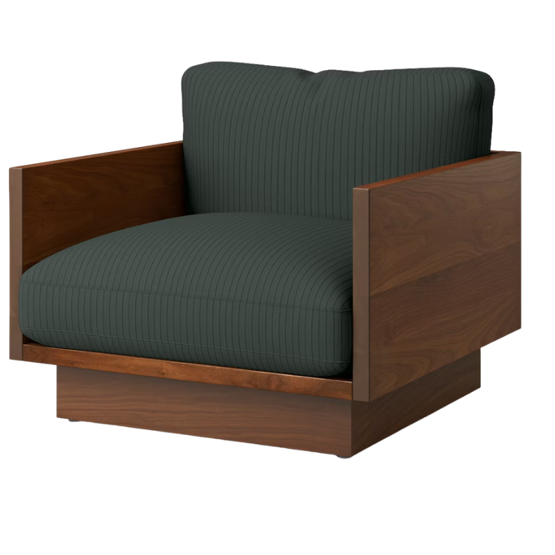 The Tudor Walnut Pawson Drift Lounge Chair from Herman Miller with passage cascade upholstery.