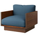 The Tudor Walnut Pawson Drift Lounge Chair from Herman Miller with passage mirage upholstery.