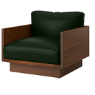 The Tudor Walnut Pawson Drift Lounge Chair from Herman Miller with prone leather vine upholstery.